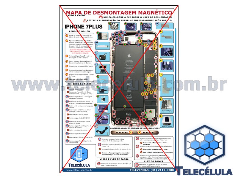 Sem Imagem - MAPA DE DESMONTAGEM MAGNTICO PASSO A PASSO PARA IPHONE 7 PLUS